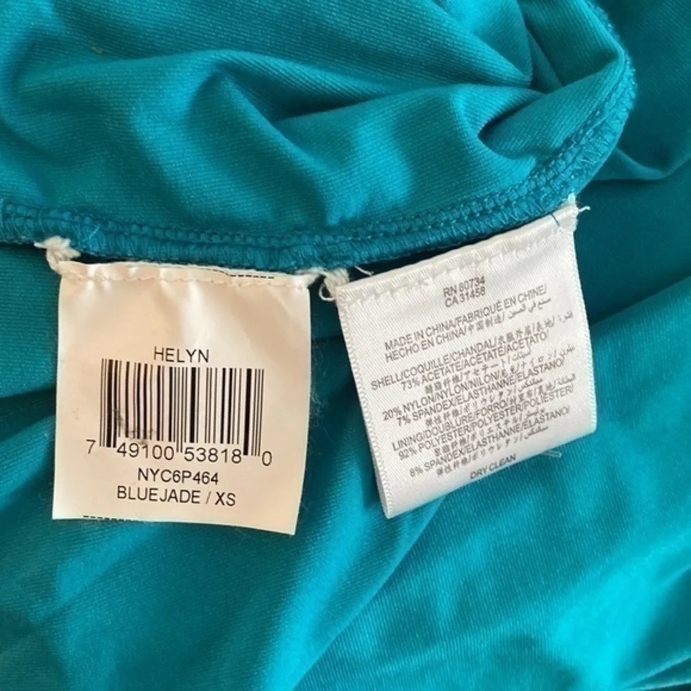 BCBGMaxazria Helyn Blue Jade gathered halter bodycon dress